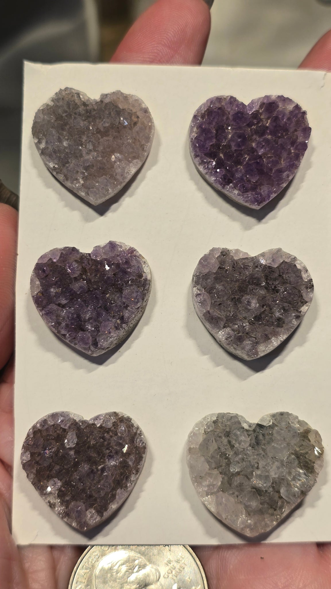 Uruguay amethyst crystal hearts small