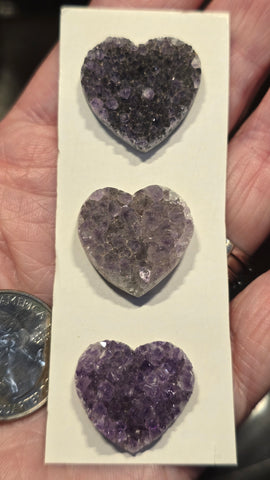 Uruguay amethyst crystal hearts small
