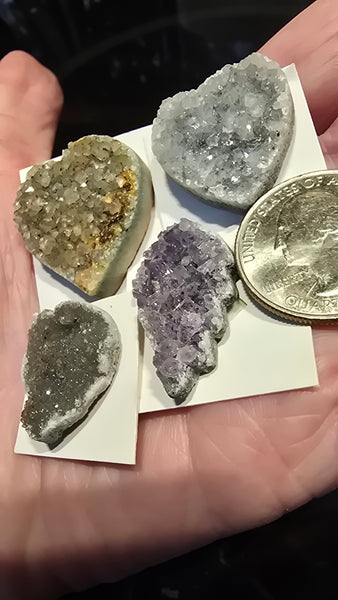 Uruguay amethyst crystal hearts & wing