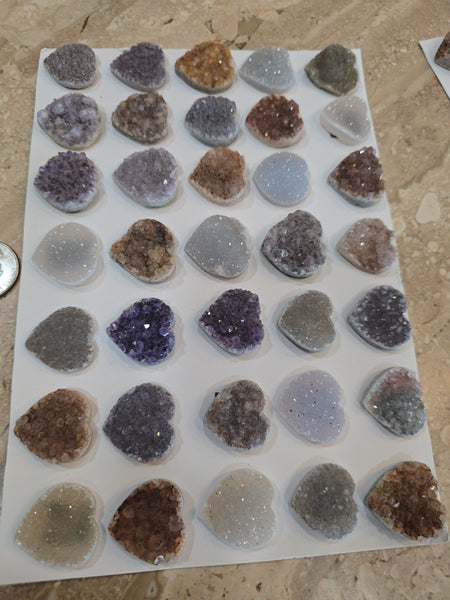 Uruguay amethyst and druzy crystal hearts full sheet