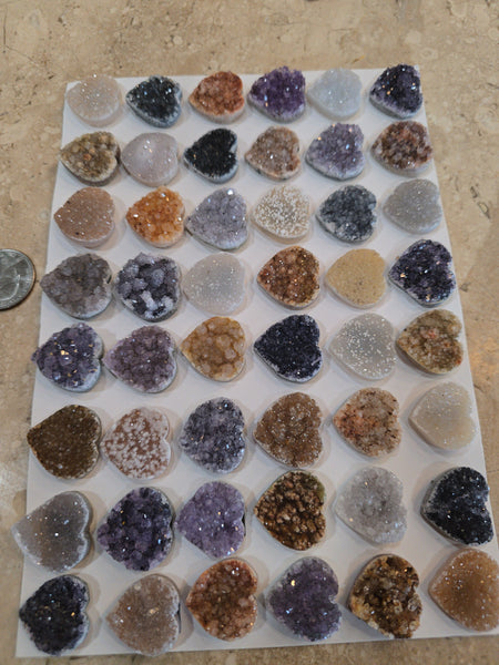 Uruguay amethyst and druzy crystal hearts full sheet