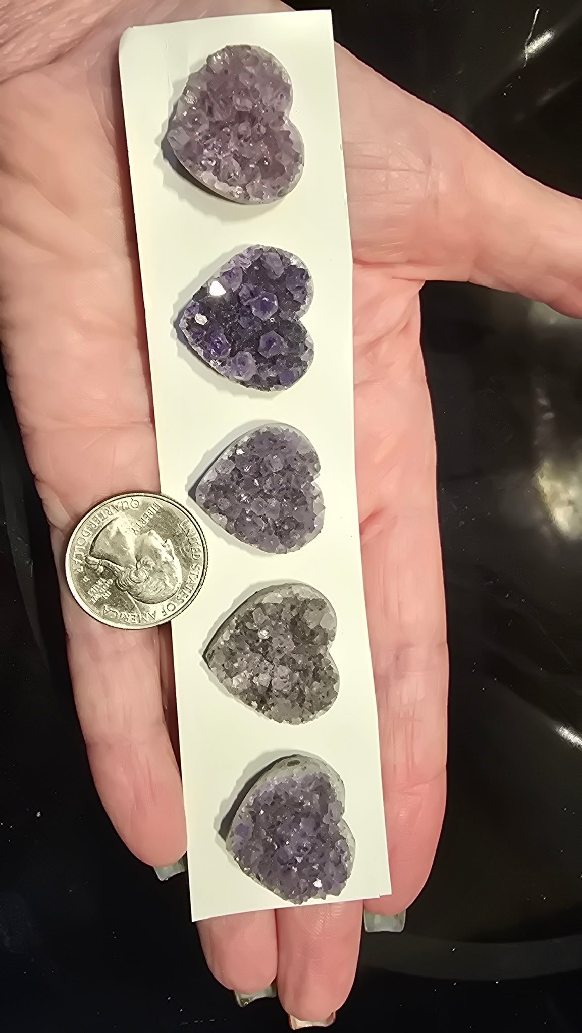 Uruguay amethyst crystal hearts small