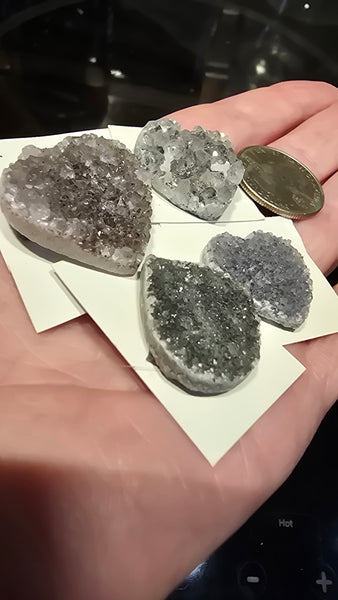 Uruguay Grey amethyst crystal hearts