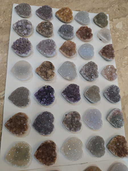 Uruguay amethyst and druzy crystal hearts full sheet