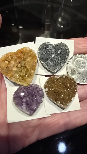 Uruguay mix amethyst crystal hearts