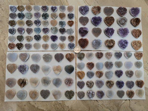 Uruguay amethyst and druzy crystal hearts full sheet