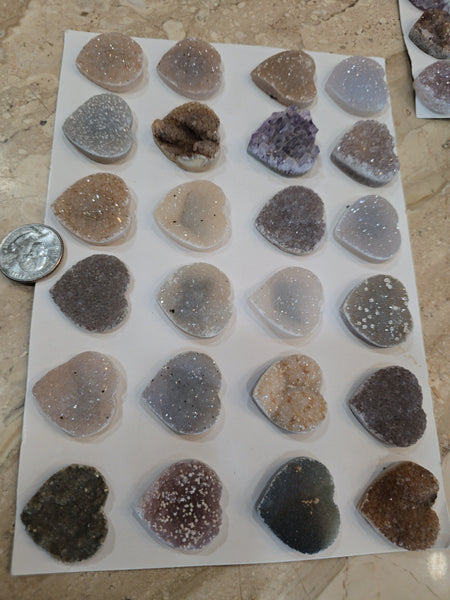 Uruguay amethyst and druzy crystal hearts full sheet