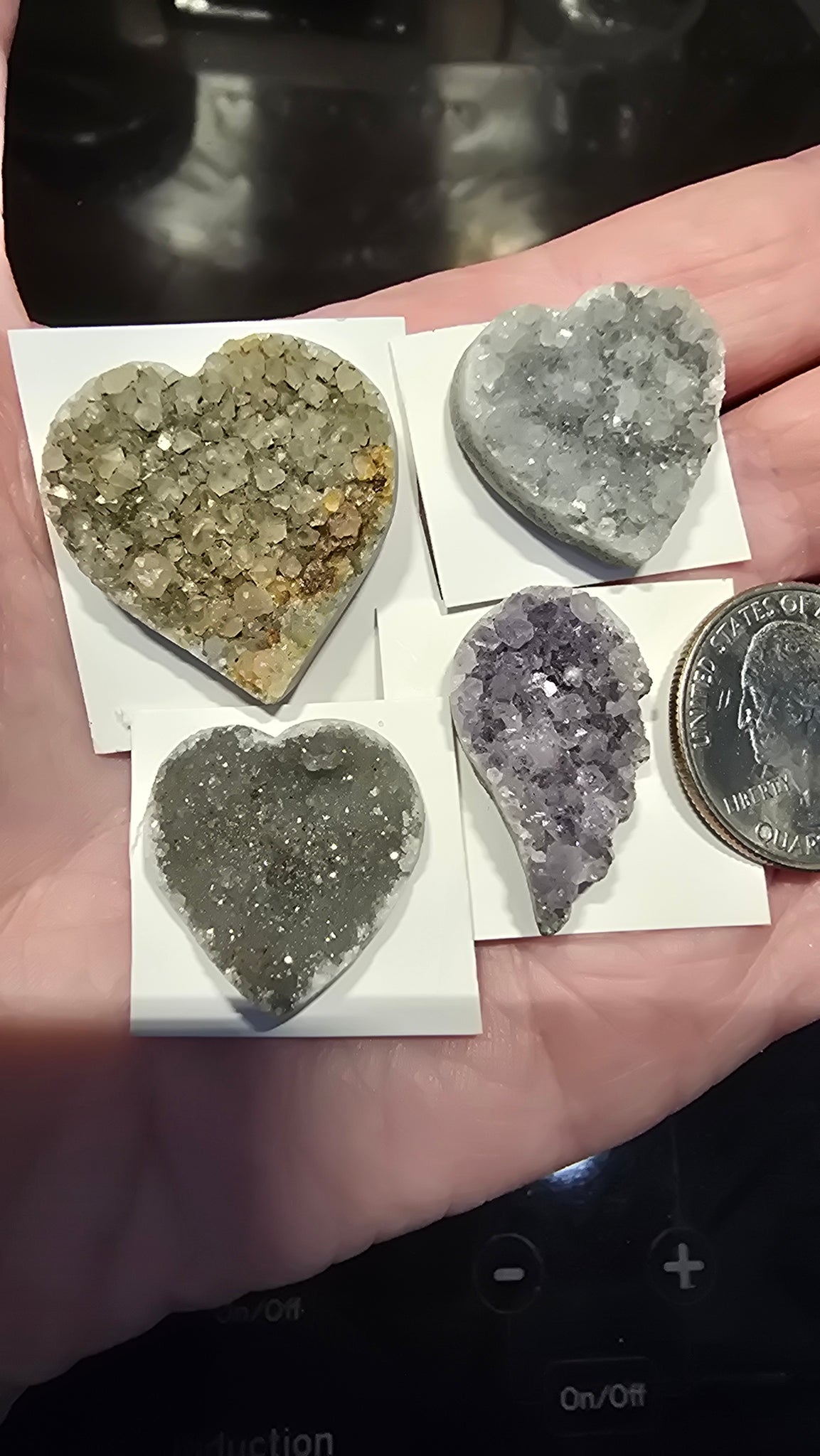 Uruguay amethyst crystal hearts & wing