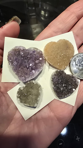 Uruguay mix amethyst crystal hearts
