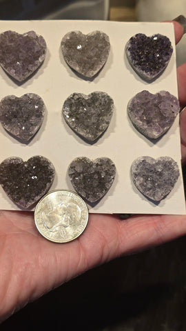 Uruguay amethyst crystal hearts small
