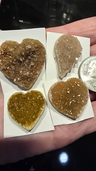 Uruguay Golden druzy crystal hearts & wing