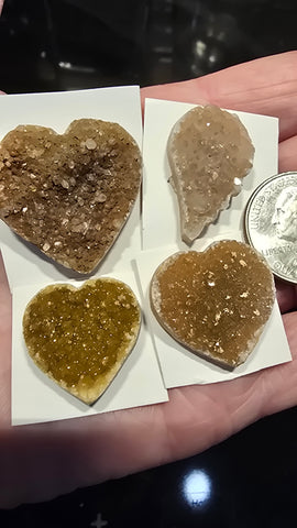 Uruguay Golden druzy crystal hearts & wing