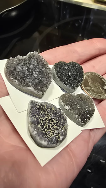 Uruguay Black amethyst crystal hearts