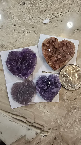 Uruguay amethyst crystal hearts