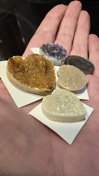 Uruguay mix amethyst crystal hearts