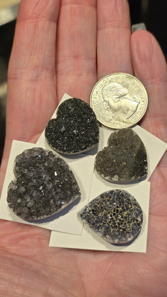 Uruguay Black amethyst crystal hearts