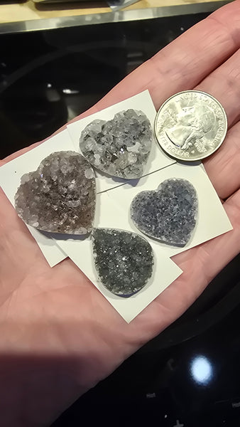 Uruguay Grey amethyst crystal hearts