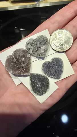 Uruguay Grey amethyst crystal hearts