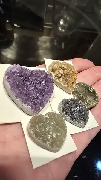Uruguay mix amethyst crystal hearts