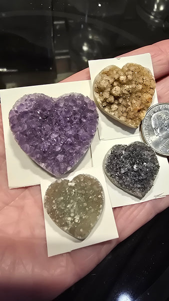 Uruguay mix amethyst crystal hearts