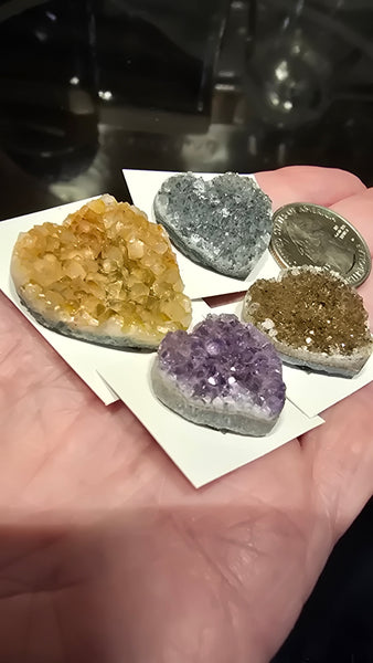 Uruguay mix amethyst crystal hearts