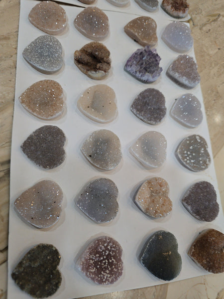 Uruguay amethyst and druzy crystal hearts full sheet