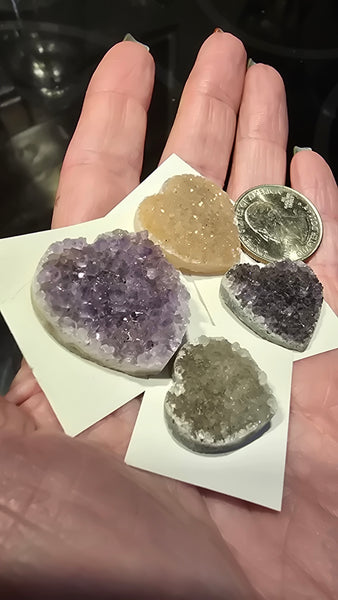 Uruguay mix amethyst crystal hearts