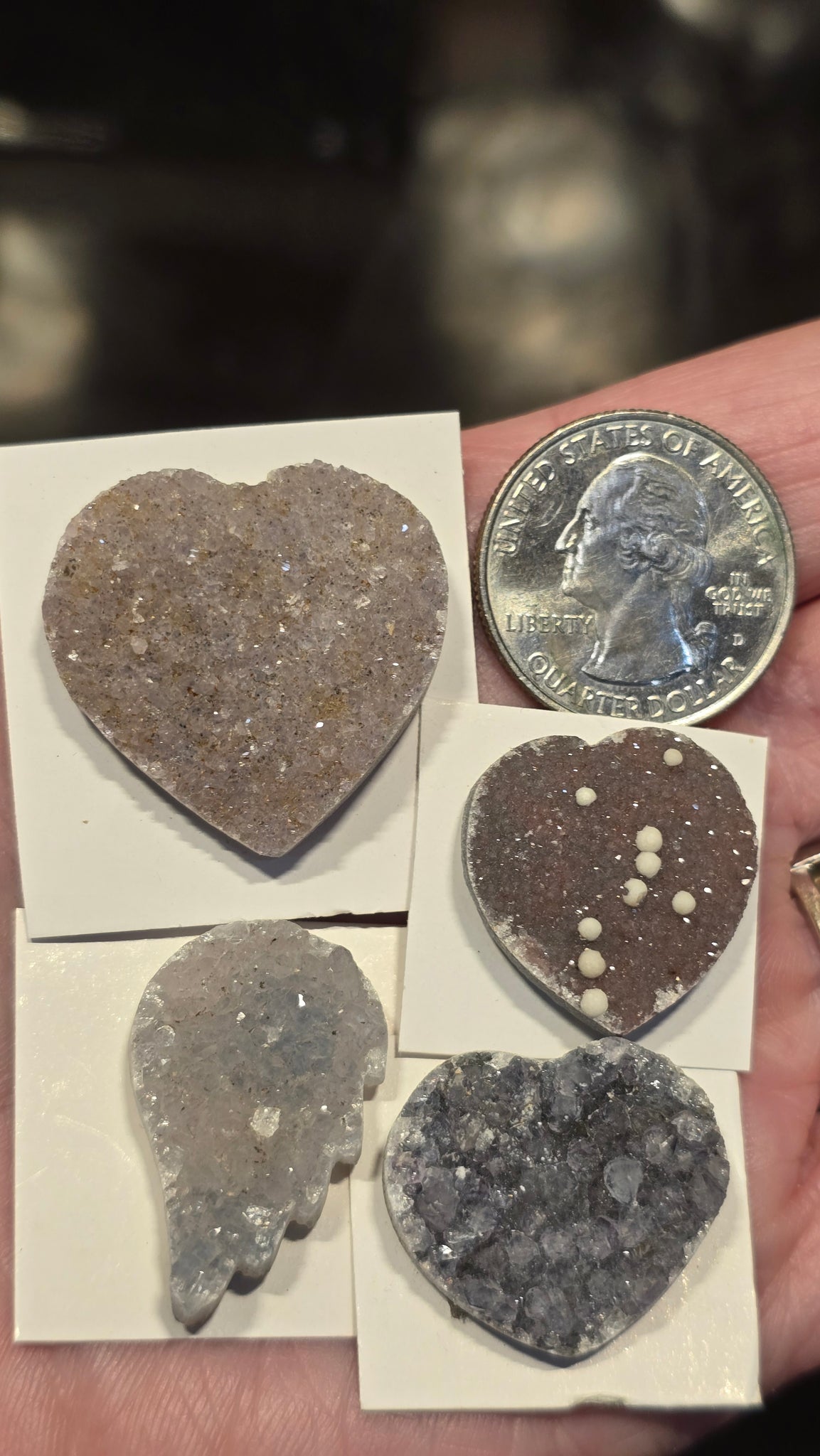 Uruguay amethyst crystal hearts & wing