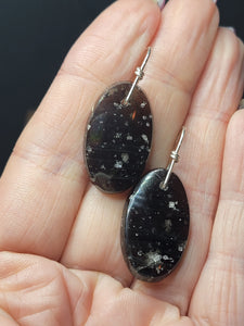 Oval RARE Galaxy Obsidian Earrings