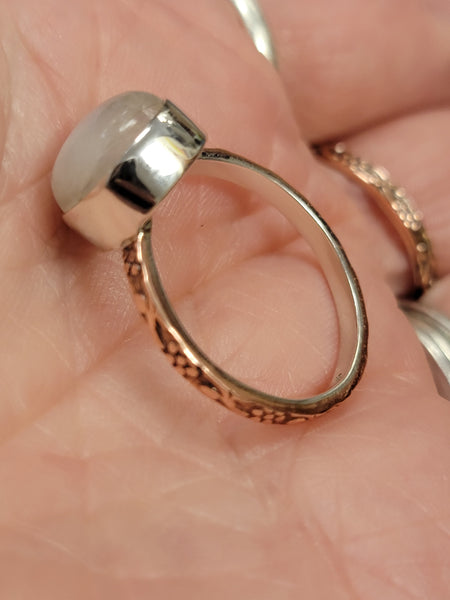 Sterling silver,  copper moonstone rings