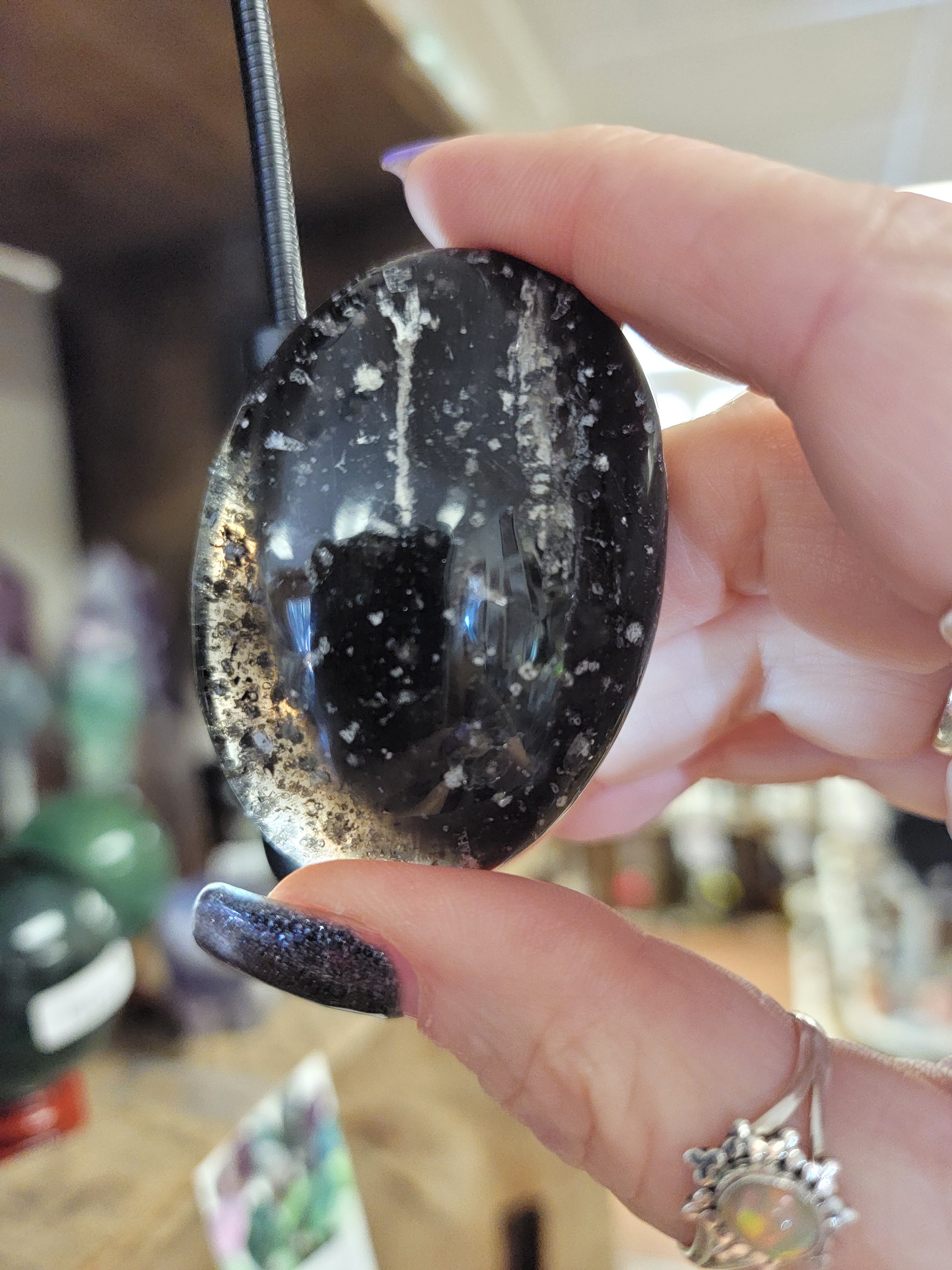 RARE Galaxy Obsidian Palm Stone – Alma Naturals Idaho