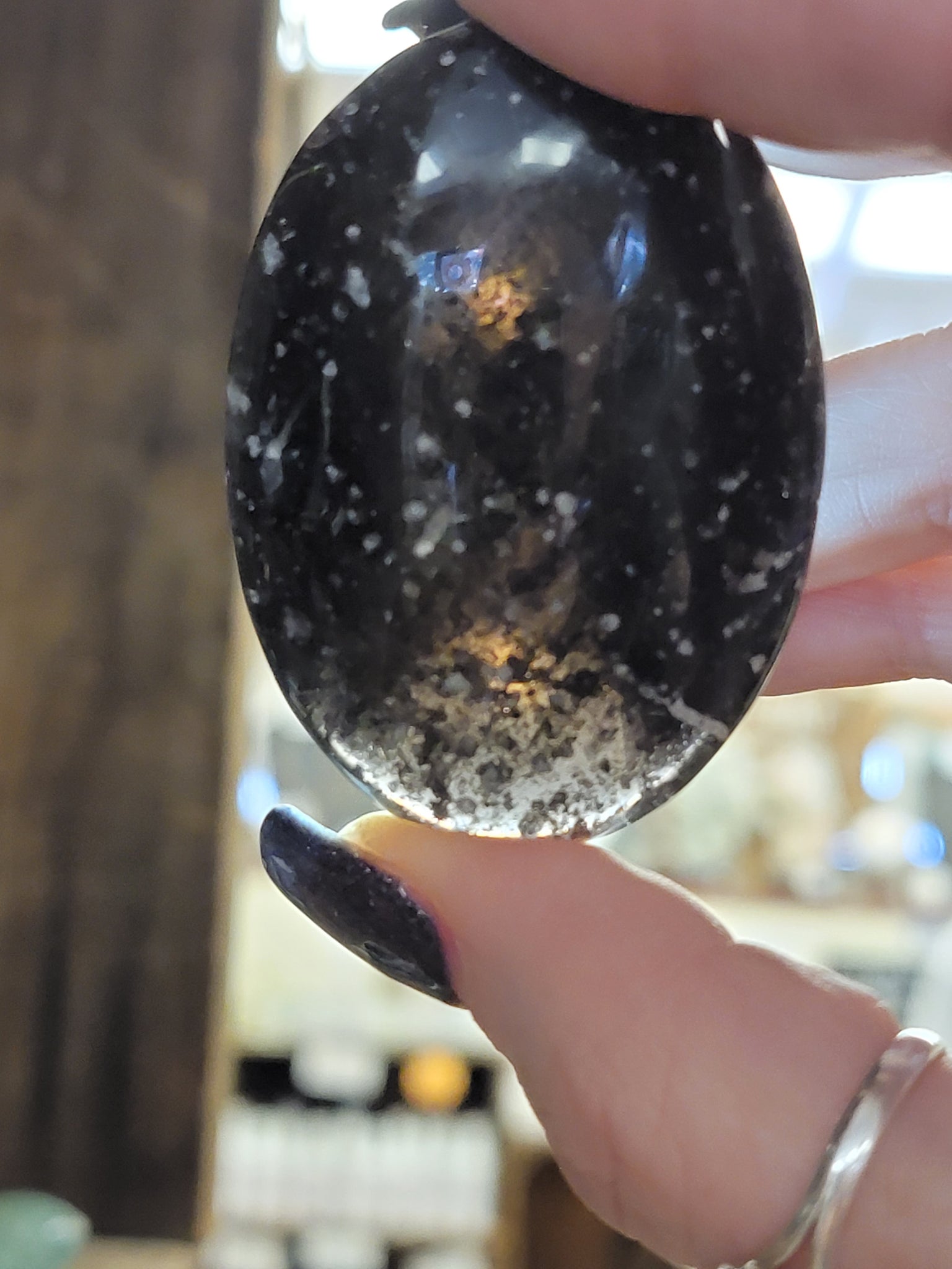 RARE Galaxy Obsidian Palm Stone