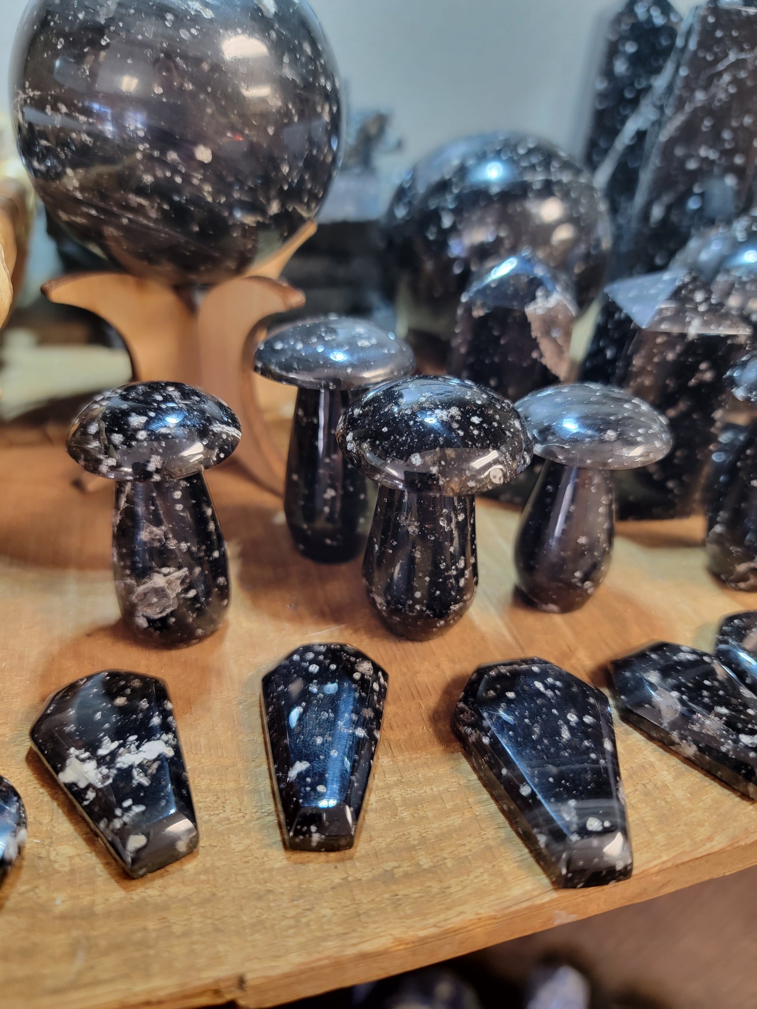 RARE Galaxy Obsidian Mushroom Carvings