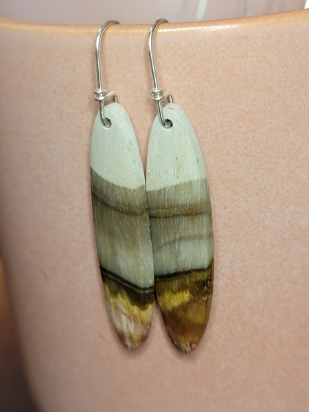 Peteified Wood oval earrings