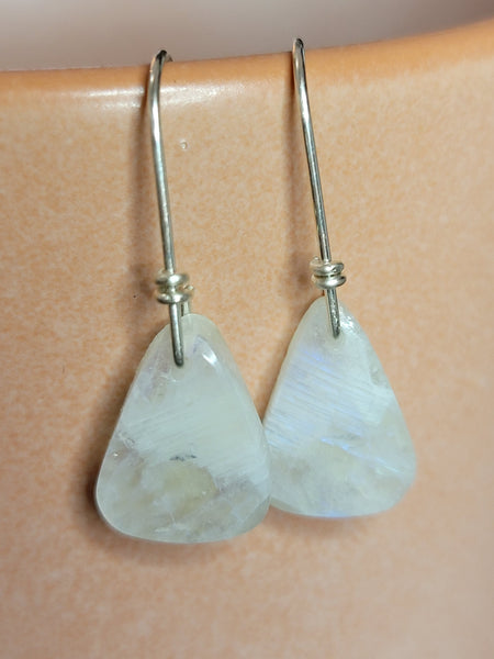 Moonstone triangle earrings