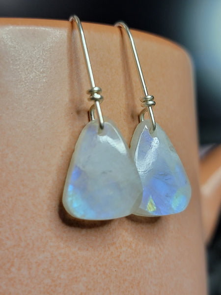Moonstone triangle earrings