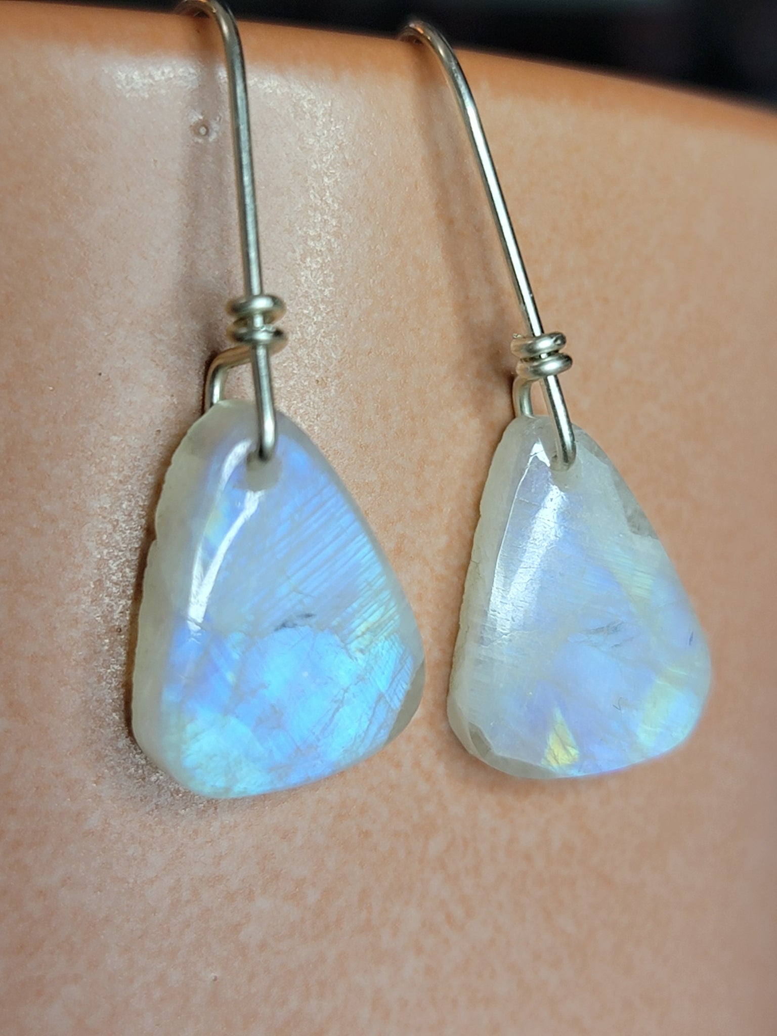 Moonstone triangle earrings