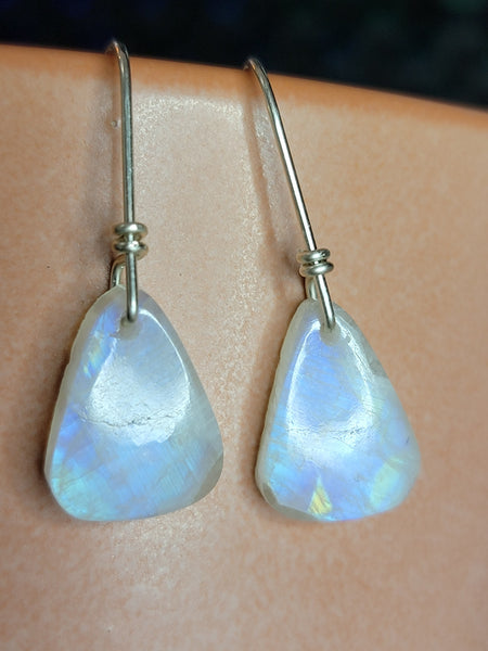Moonstone triangle earrings