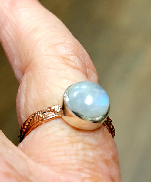 Moonstone in silver & copper size 7